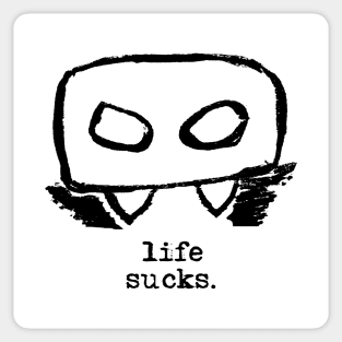 Bloody Mario - the Italian vampire (head) – Life sucks (black on white) Sticker